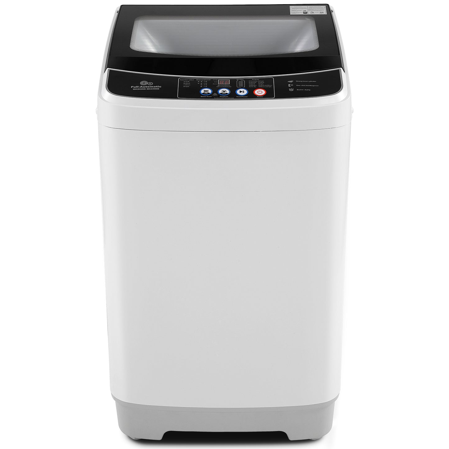KRISRATE 17.8Lbs Portable Washing Machine, 2.4 Cu.ft Full Automatic Portable Washer with 10 Programs 8 Water Levels, Drain Pump, Glass Top Lid