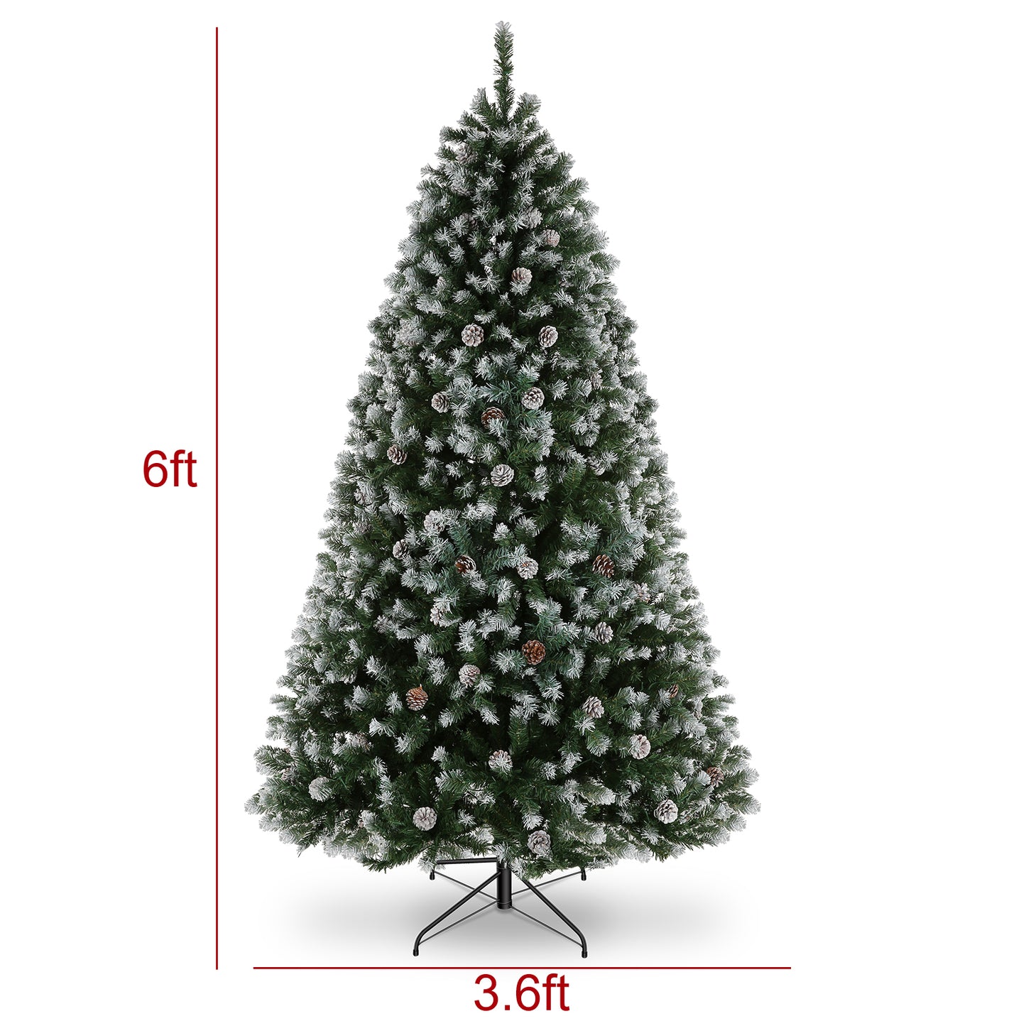 KRISRATE 6FT Christmas Tree with Pine Cones, Artificial Holiday Christmas Tree with 756 PVC Branch Tips, Easy Assembly for Home, Party, Office, Green