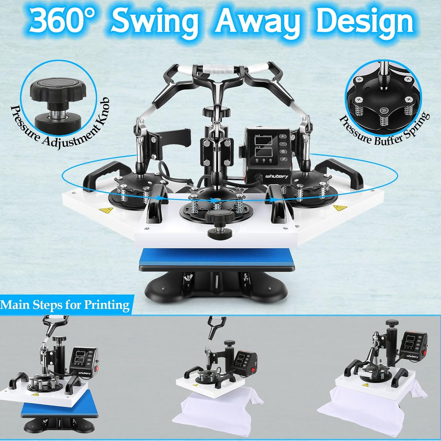 KRISRATE 12" x 10" Heat Press Machine for T Shirts Pillows Bags Mats, Multifunction Shirt Press Machine, Digital Heat Transfer,Heats Evenly,Never Fade