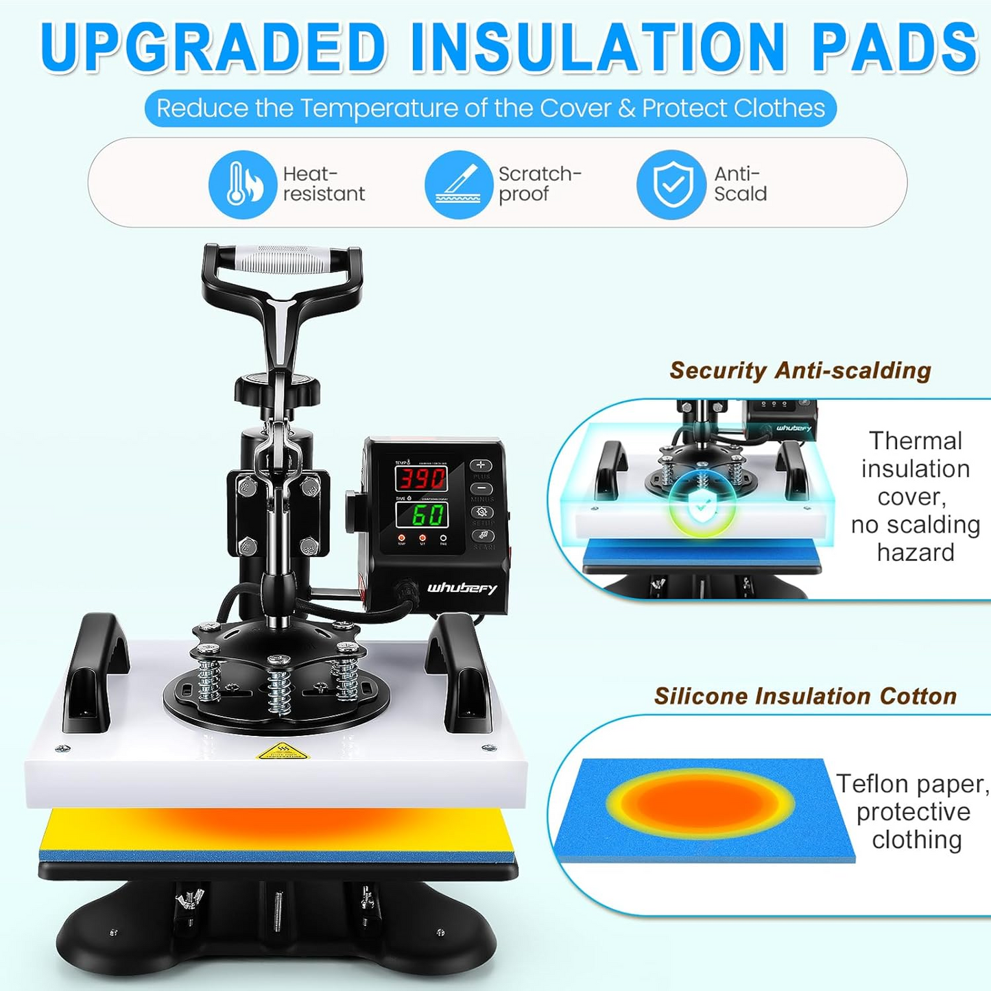 KRISRATE 12" x 10" Heat Press Machine for T Shirts Pillows Bags Mats, Multifunction Shirt Press Machine, Digital Heat Transfer,Heats Evenly,Never Fade