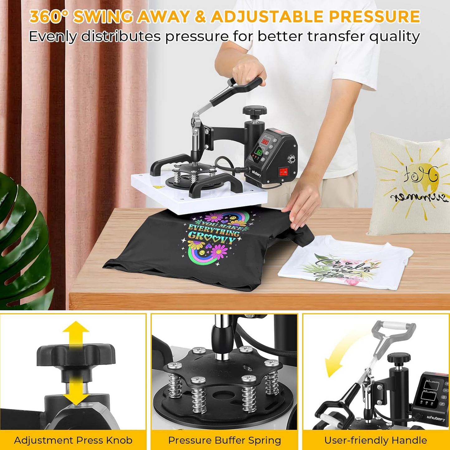 KRISRATE 12" x 10" Heat Press Machine for T Shirts Pillows Bags Mats, Multifunction Shirt Press Machine, Digital Heat Transfer,Heats Evenly,Never Fade