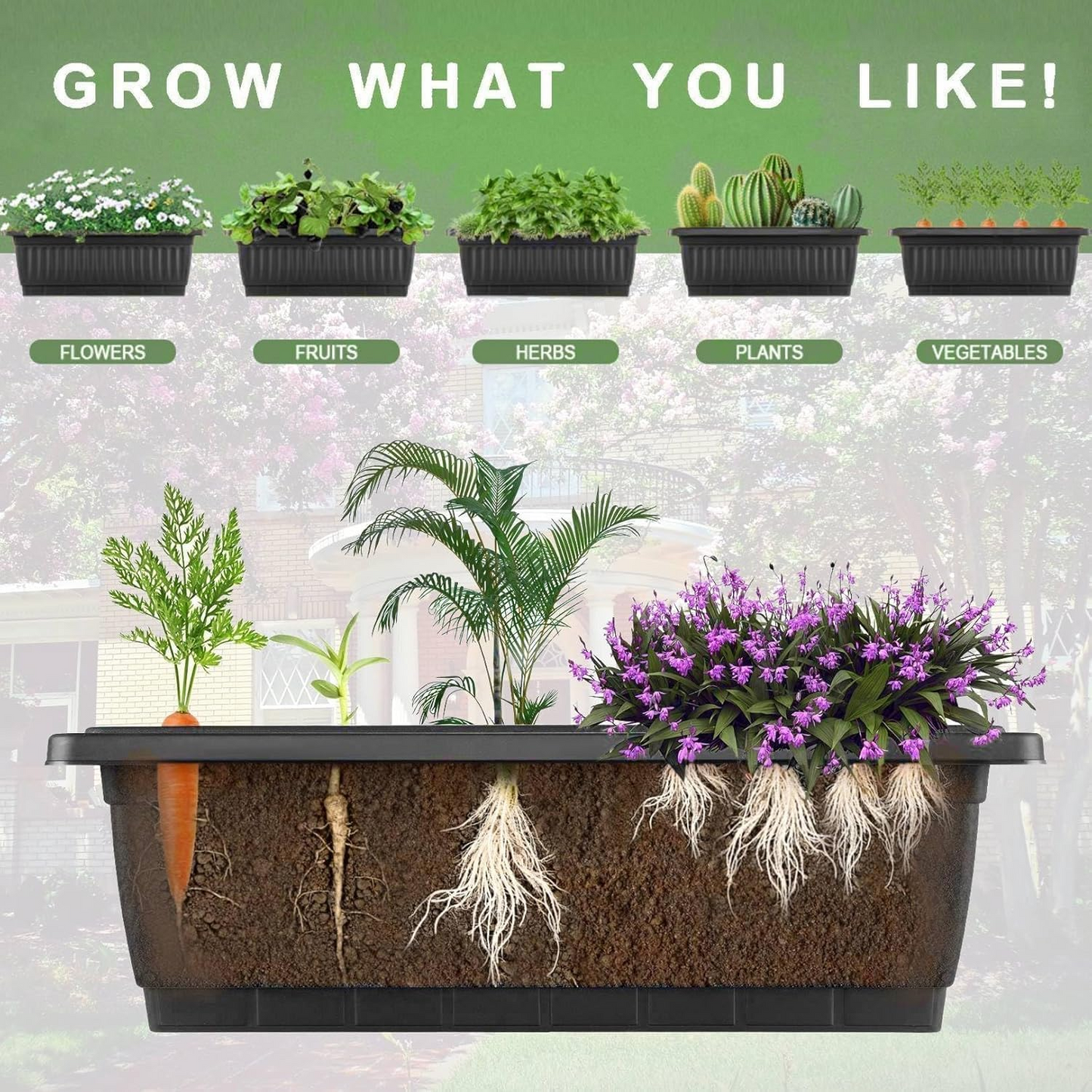 KRISRATE 2 Pack 5-Tier Vertical Raised Garden Bed,23"×26"×45" Elevated Planter Boxes with Hooks for Vegetables Herbs Flowers,Outdoor Indoor Garden Bed