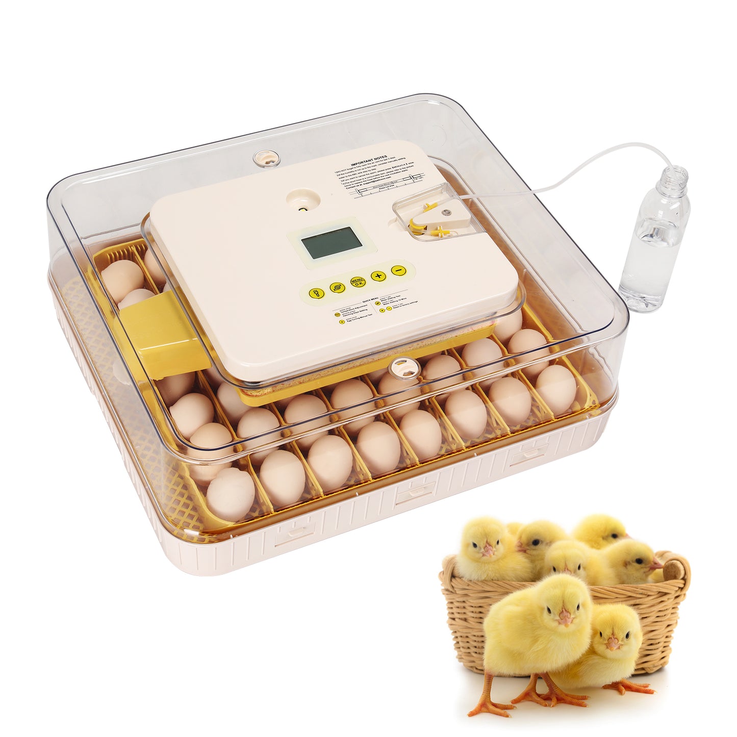 KRISRATE 56 Egg Incubator with Automatic Turning & Auto Humidification - Temperature Control, Egg Candler & 360° View for Chicken/Duck/Quail Hatching