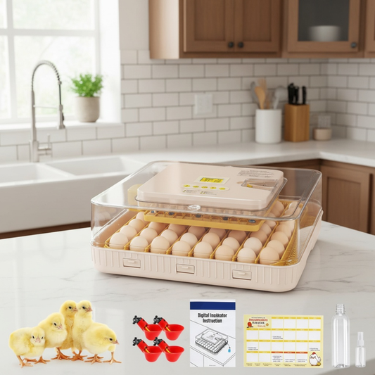 KRISRATE 56 Egg Incubator with Automatic Turning & Auto Humidification - Temperature Control, Egg Candler & 360° View for Chicken/Duck/Quail Hatching
