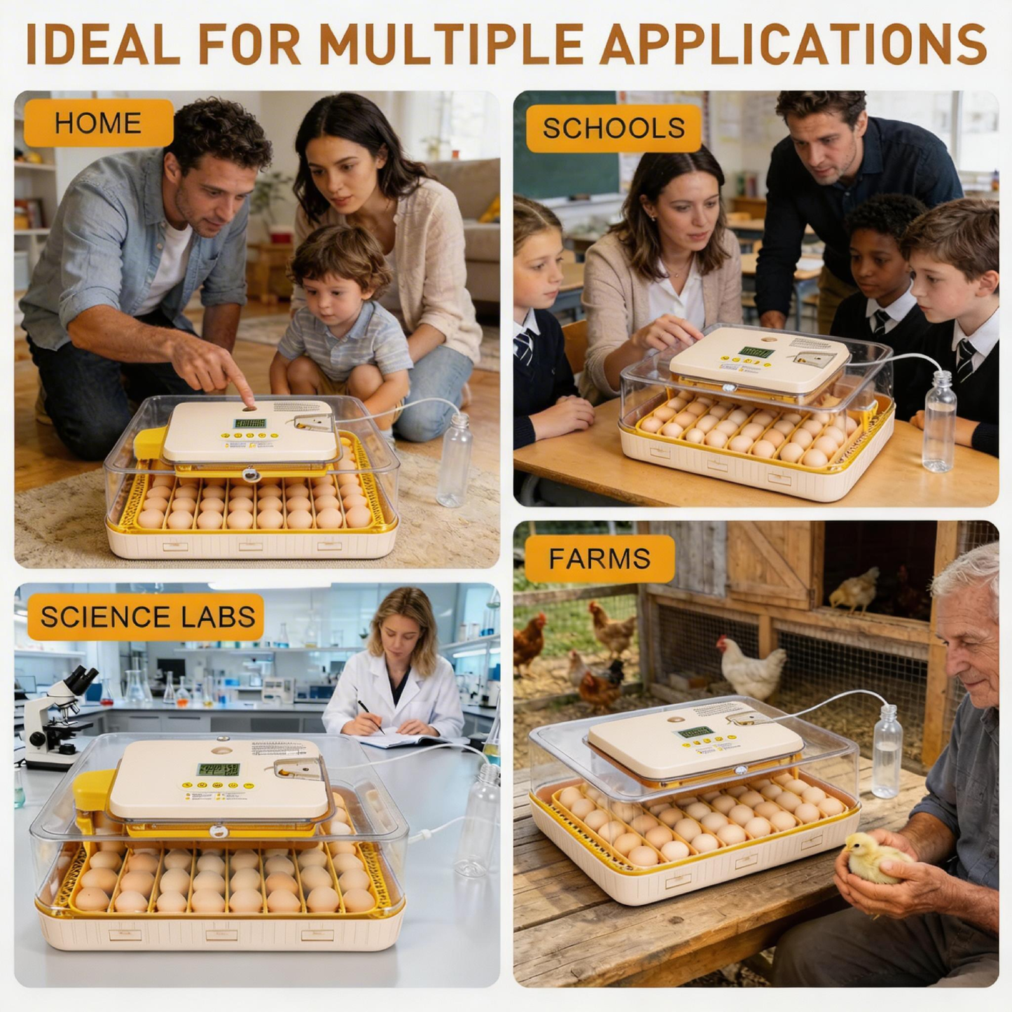 KRISRATE 56 Egg Incubator with Automatic Turning & Auto Humidification - Temperature Control, Egg Candler & 360° View for Chicken/Duck/Quail Hatching