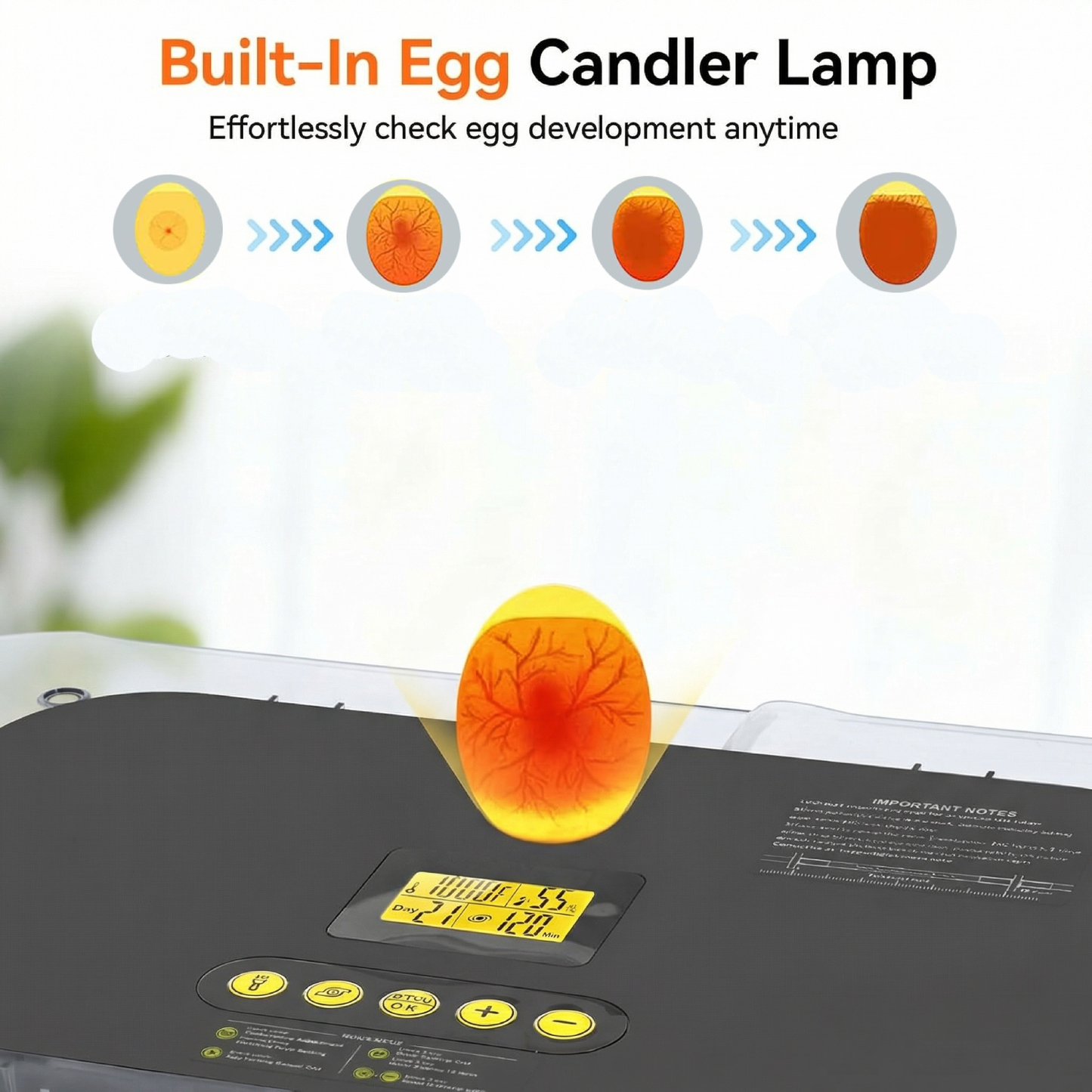 KRISRATE 70 Egg Incubator with Automatic Egg Turning & Auto Humidification, Temperature Control, Egg Candler for Chicken Duck Quail Hatching, Grey
