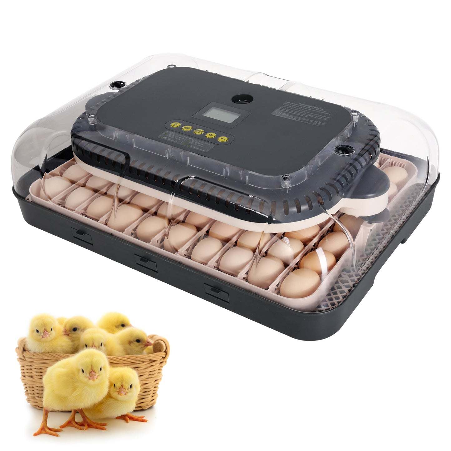 KRISRATE 70 Egg Incubator with Automatic Egg Turning & Auto Humidification, Temperature Control, Egg Candler for Chicken Duck Quail Hatching, Grey