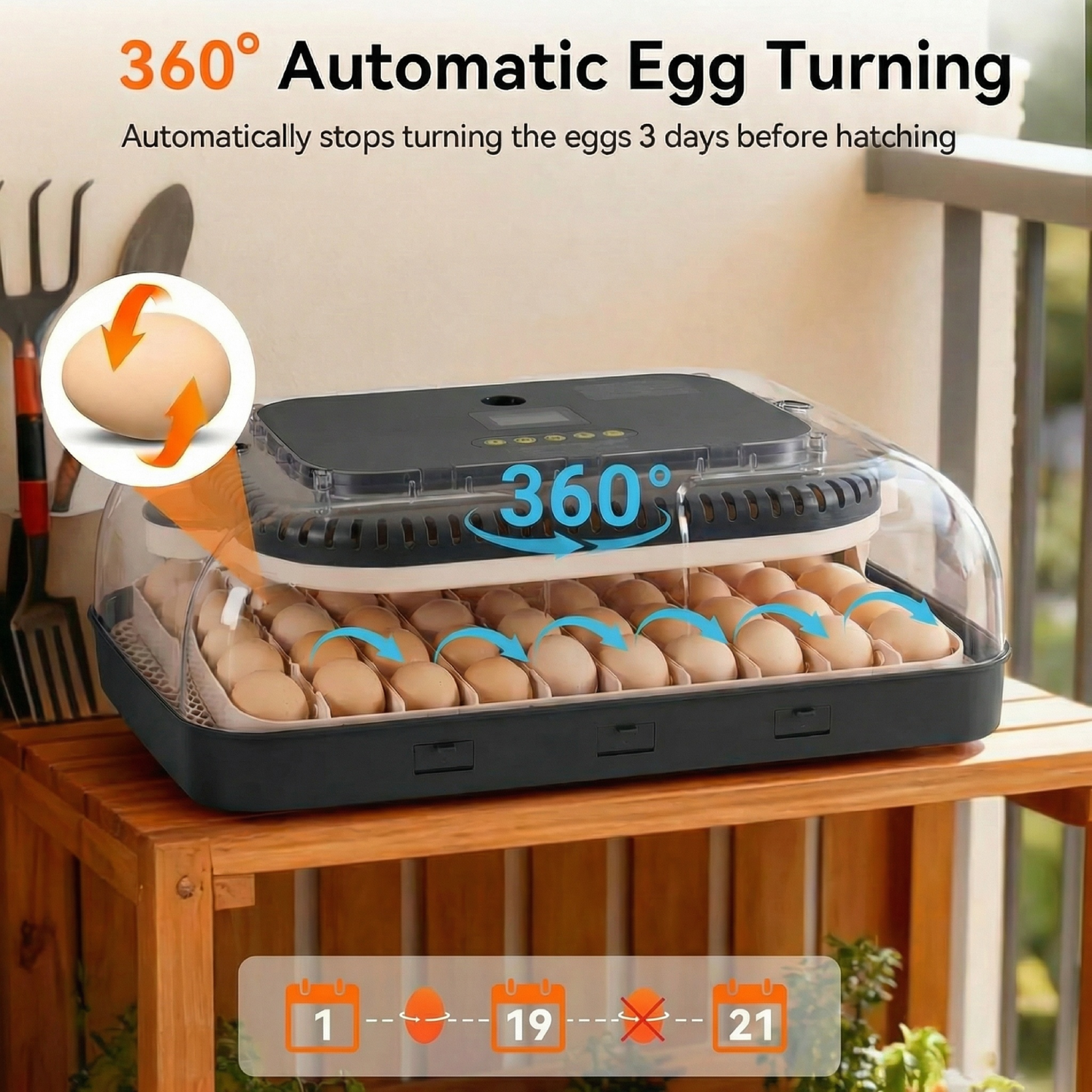 KRISRATE 70 Egg Incubator with Automatic Egg Turning & Auto Humidification, Temperature Control, Egg Candler for Chicken Duck Quail Hatching, Grey