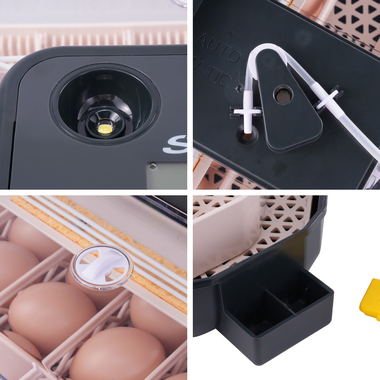 KRISRATE 48 Egg Incubator with Auto Turning & Digital Temp/Humidity Control - 360° Clear View Hatcher with LED Egg Candler for Chicken & Duck Eggs