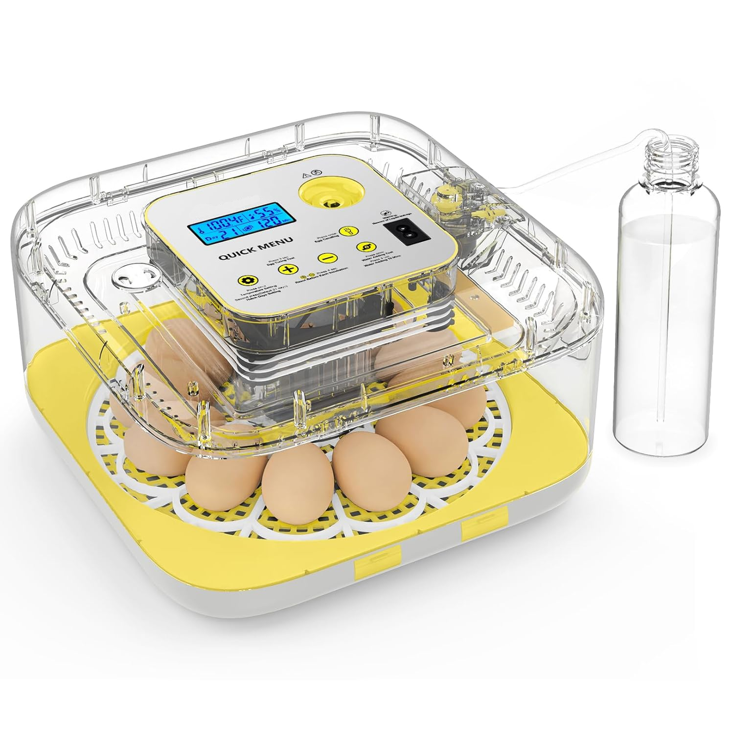 KRISRATE 12 Egg Incubator with Auto Egg Turning & Humidity Control - Digital Temperature Display, Built-in Egg Candler, Automatic Hatching System