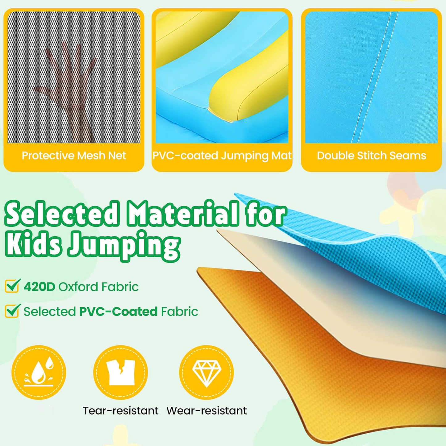 KRISRATE Inflatable Bounce House Water Slide with 550W Blower for Kids 3-12 with Dual Slides, Climbing Wall, Basketball Hoop, Deep Pool & Bounce Zone