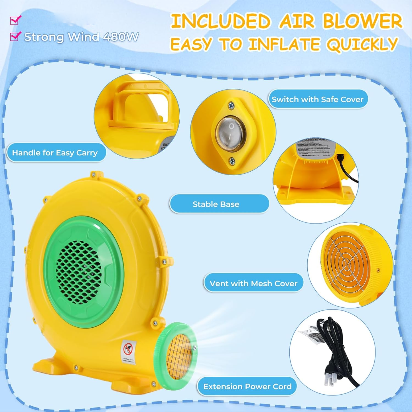 KRISRATE Inflatable Water Slide Bounce House for Kids Backyard-12x10FT Blow Up Water Park with Dual Racing Slides, Splash Pool, Climbing Wall & Blower