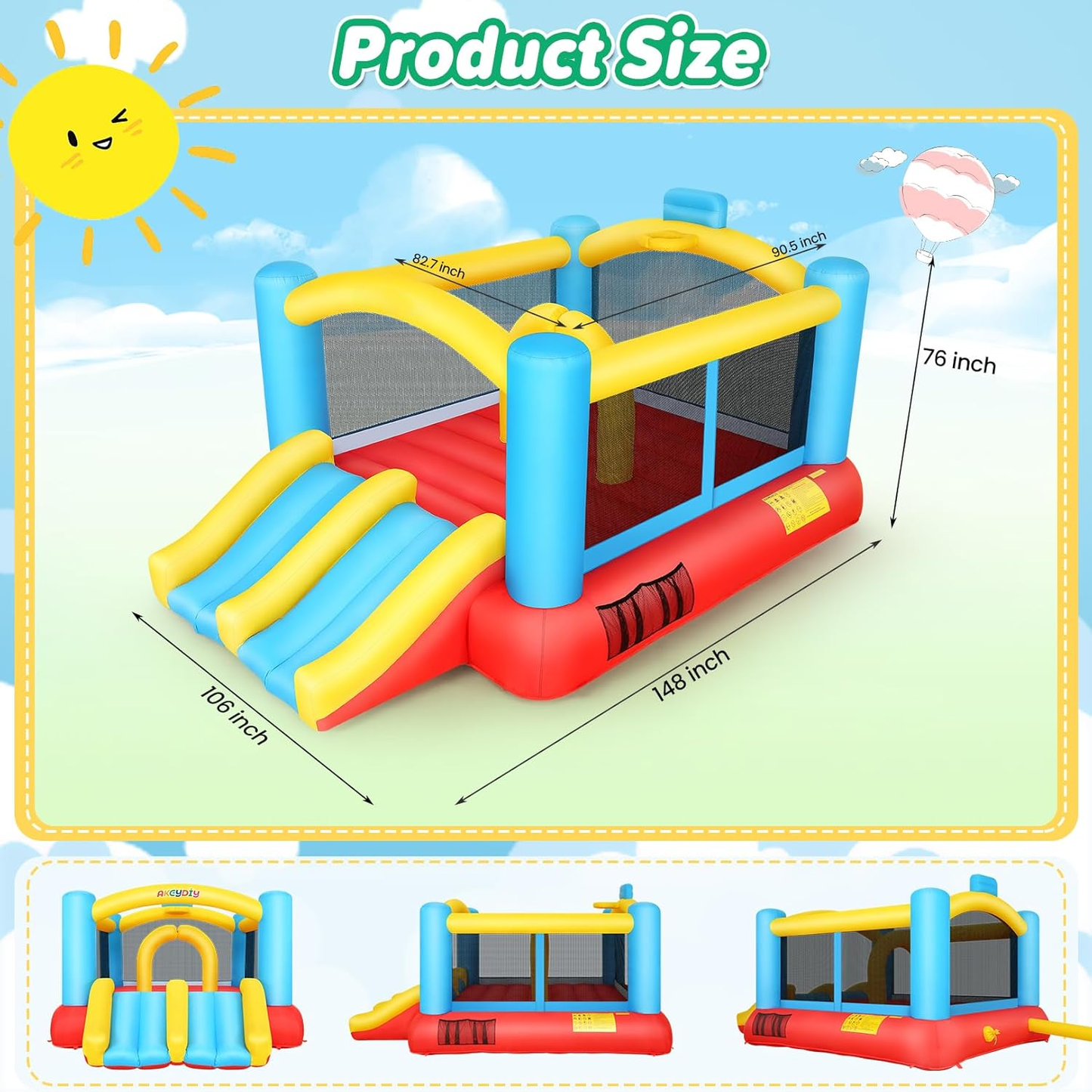 KRISRATE Inflatable Bounce House for Kids 3-12 with Dual Slides & 470W Blower - 12.3x9FT Bouncy Castle Indoor Outdoor Backyard Jump House Party