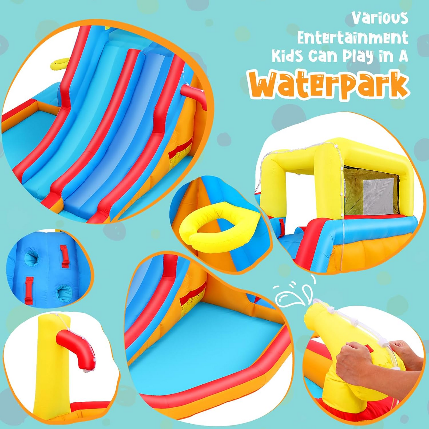 KRISRATE 18x14 Ft Extra Large Inflatable Water Slide Bounce House with Dual Slides, Splash Pool & Blower - Backyard Water Park for Kids Ages 3-12