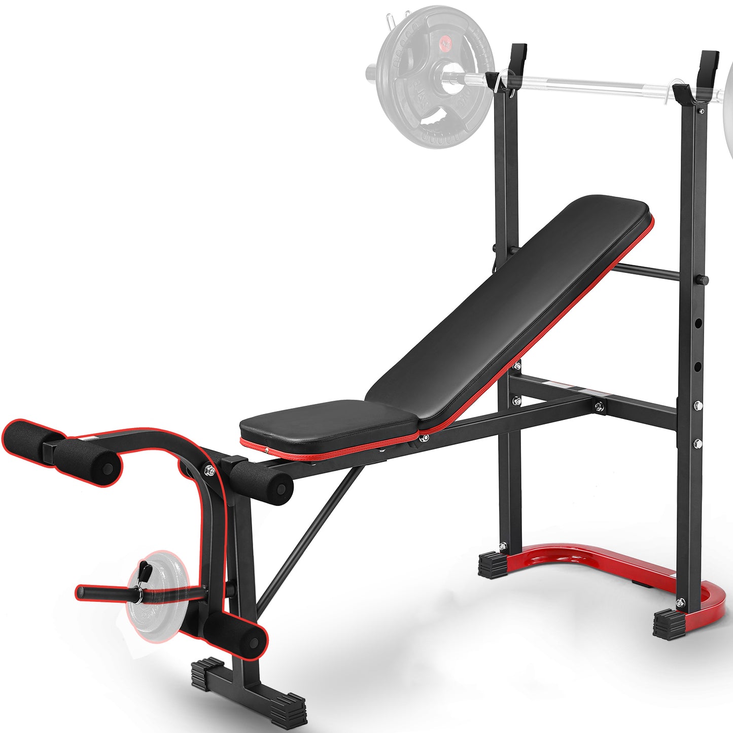 KRISRATE 660lbs Adjustable Weight Bench Set with Leg Developer, Full Body Workout Bench Press Set with Squat Rack, Standard Strength Training Bench