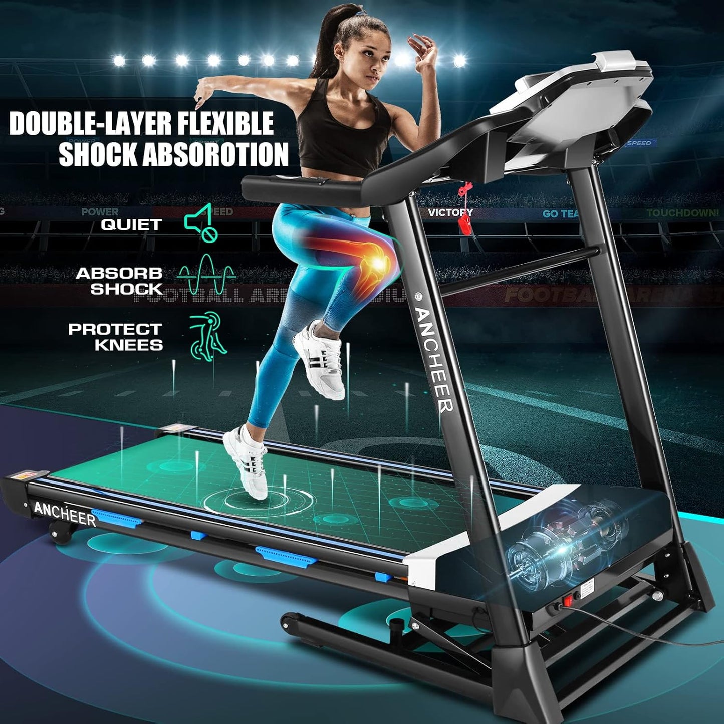 KRISRATE Treadmill with 15% Auto Incline & Large LED Display & Smart App & Bluetooth Speaker, 4.5HP Heavy Duty Folding Treadmill for Home Gym