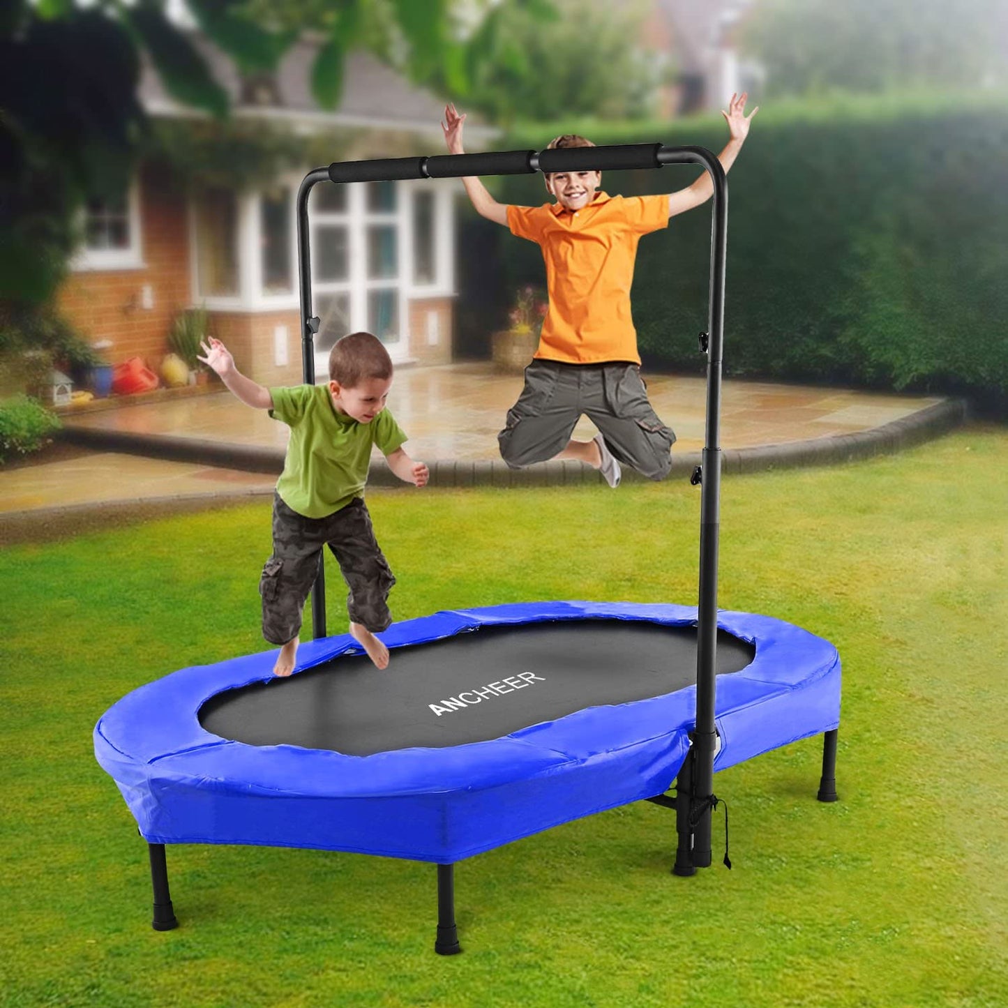 ANCHEER Foldable Rebounder Trampoline, with Adjustable Handle, Max Load 220lbs