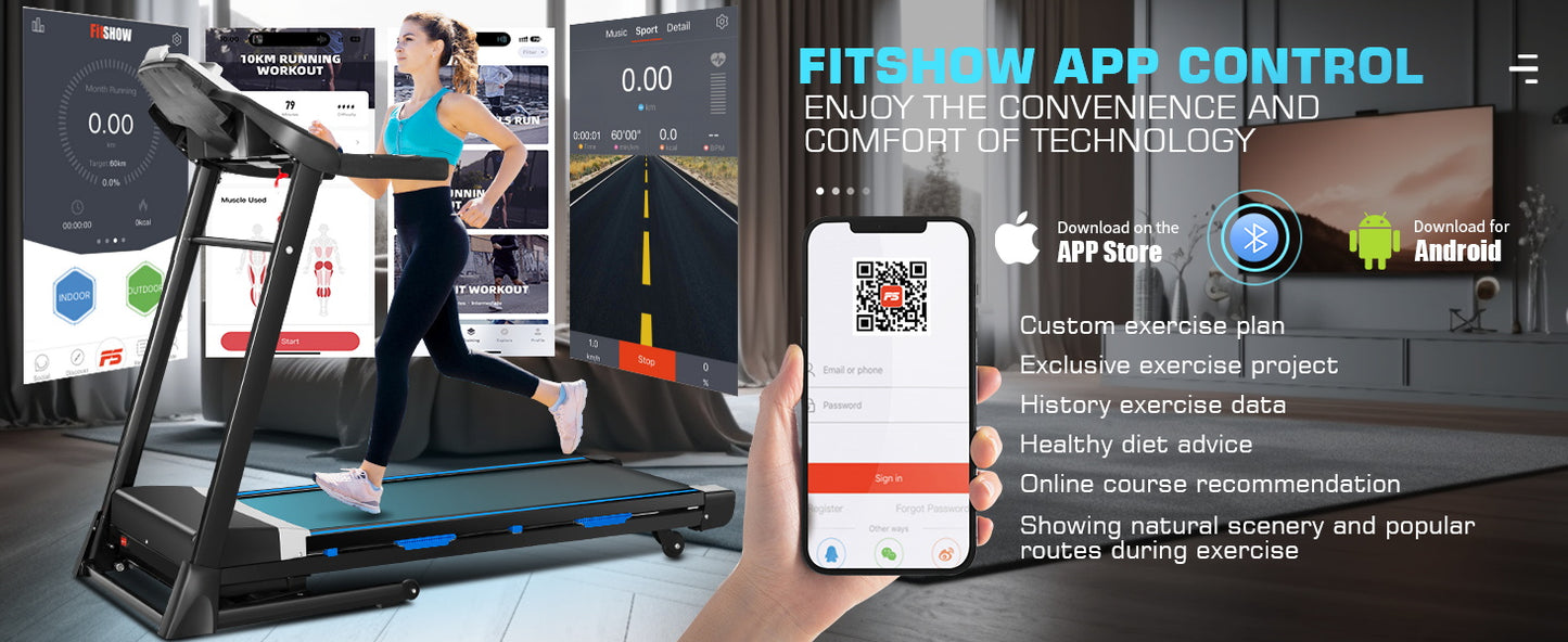 KRISRATE Treadmill with 15% Auto Incline & Large LED Display & Smart App & Bluetooth Speaker, 4.5HP Heavy Duty Folding Treadmill for Home Gym