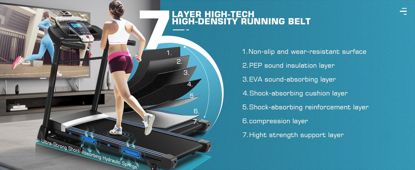 KRISRATE Treadmill with 15% Auto Incline & Large LED Display & Smart App & Bluetooth Speaker, 4.5HP Heavy Duty Folding Treadmill for Home Gym