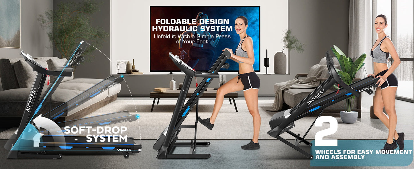 KRISRATE Treadmill with 15% Auto Incline & Large LED Display & Smart App & Bluetooth Speaker, 4.5HP Heavy Duty Folding Treadmill for Home Gym