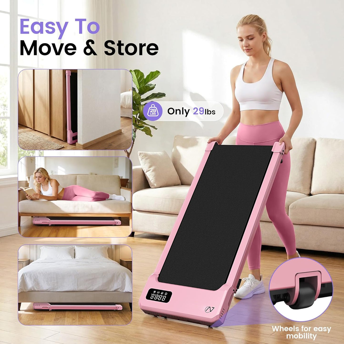 KRISRATE 6-in-1 3.5HP Walking Pad Treadmill with Vibration Plate and 12%/15% Incline, Under Desk Folding Treadmill for Home, Office