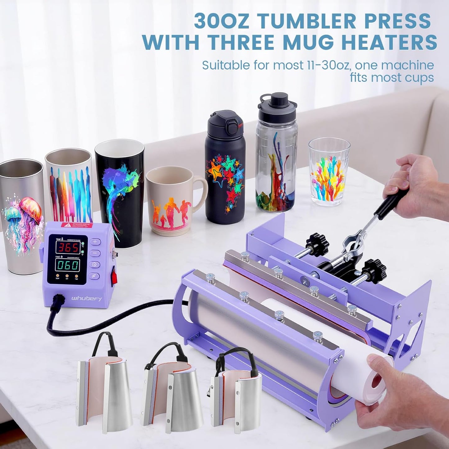 KRISRATE 15"x15" Heat Press Machine Set with 30OZ Tumbler Press, Slide Out 360° Swing Away Digital Heat Transfer for T-Shirt/Tumbler/Mug/Hat/Cap/Plate