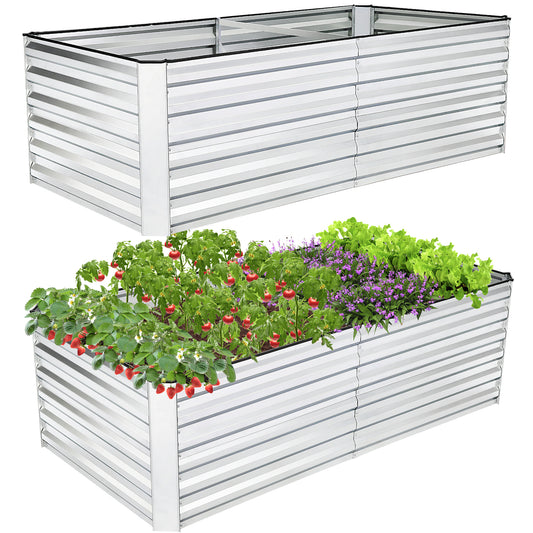 KRISRATE Large Raised Garden Bed Kit 96"x48"x24" - Galvanized Steel Metal Planter Box for Outdoor Vegetable Flower Gardening, Raised Beds for Plants
