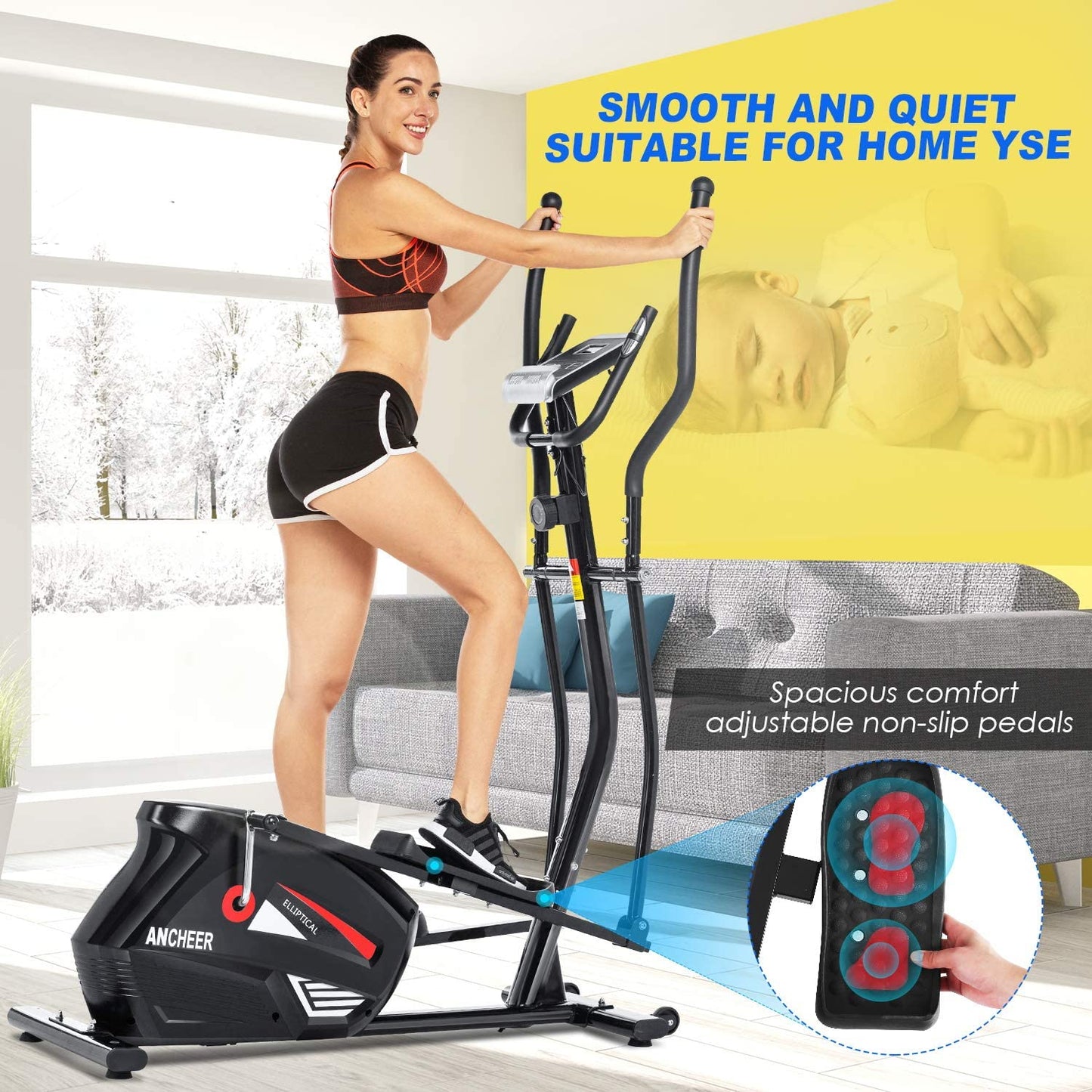 ANCHEER Elliptical,Exercise Equipment,Elliptical Machines for Home Use