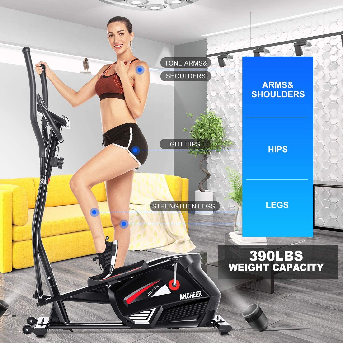 ANCHEER Elliptical,Exercise Equipment,Elliptical Machines for Home Use