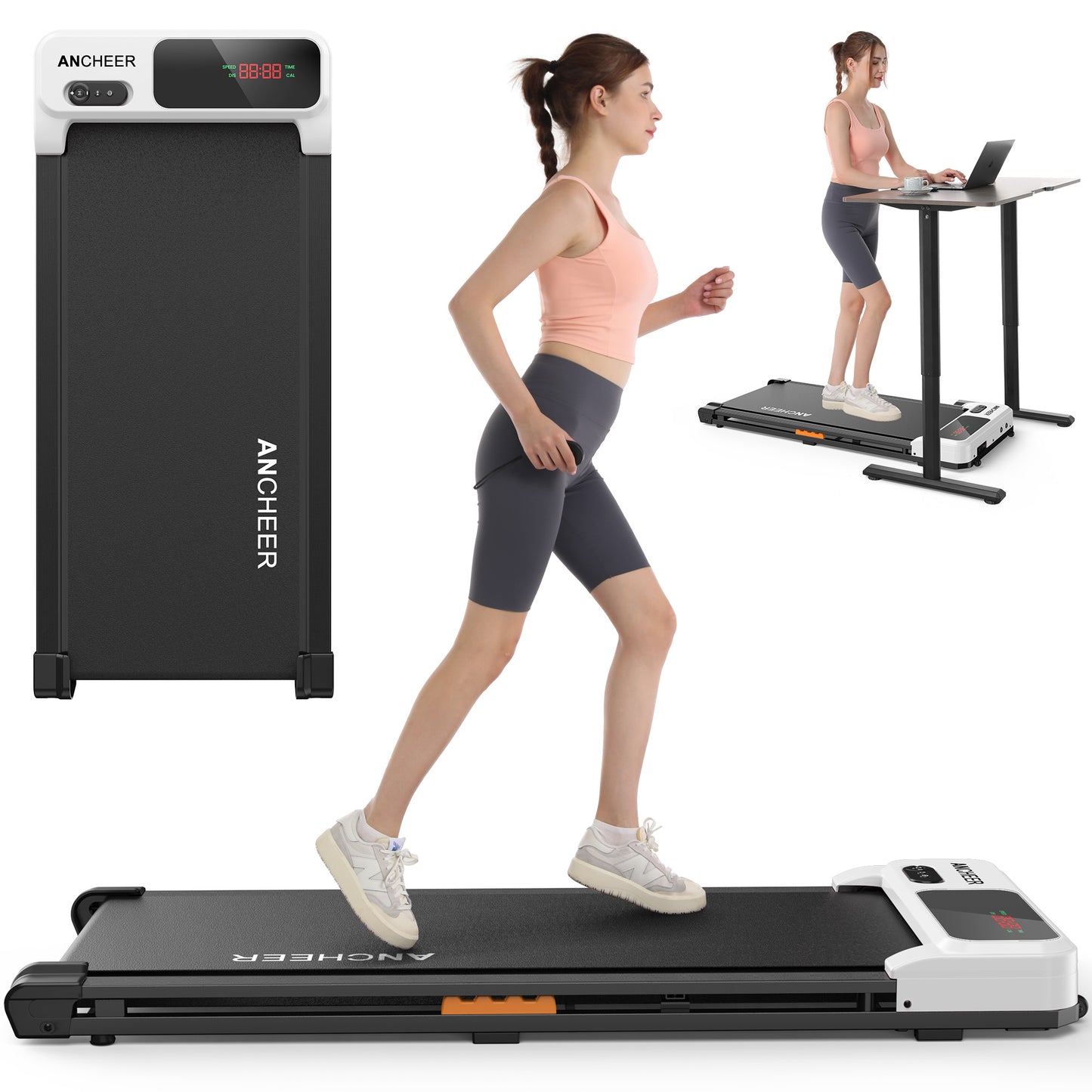 Walking Pad with Incline for Home & Office, Speed 0.6-4mph, Weight Capacity 300 Lbs, With Slope Adjustment, No Installation, Easy to Move, Low Noise Level