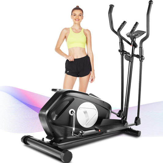 FUNMILY Elliptical Machines, Magnetic Elliptical Trainers with Digital Monitor & Heart Rate Monitor, Cross Trainer for Home Office Folding, 390LB Weight Eliptical Exercise Machine