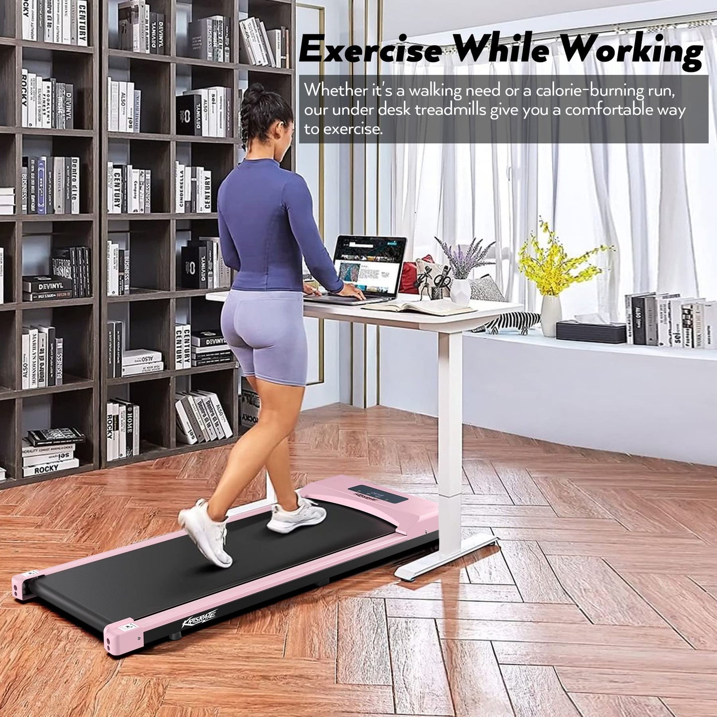 KRISRATE Walking Pad Treadmill Under Desk, Installation-Free for Home Office