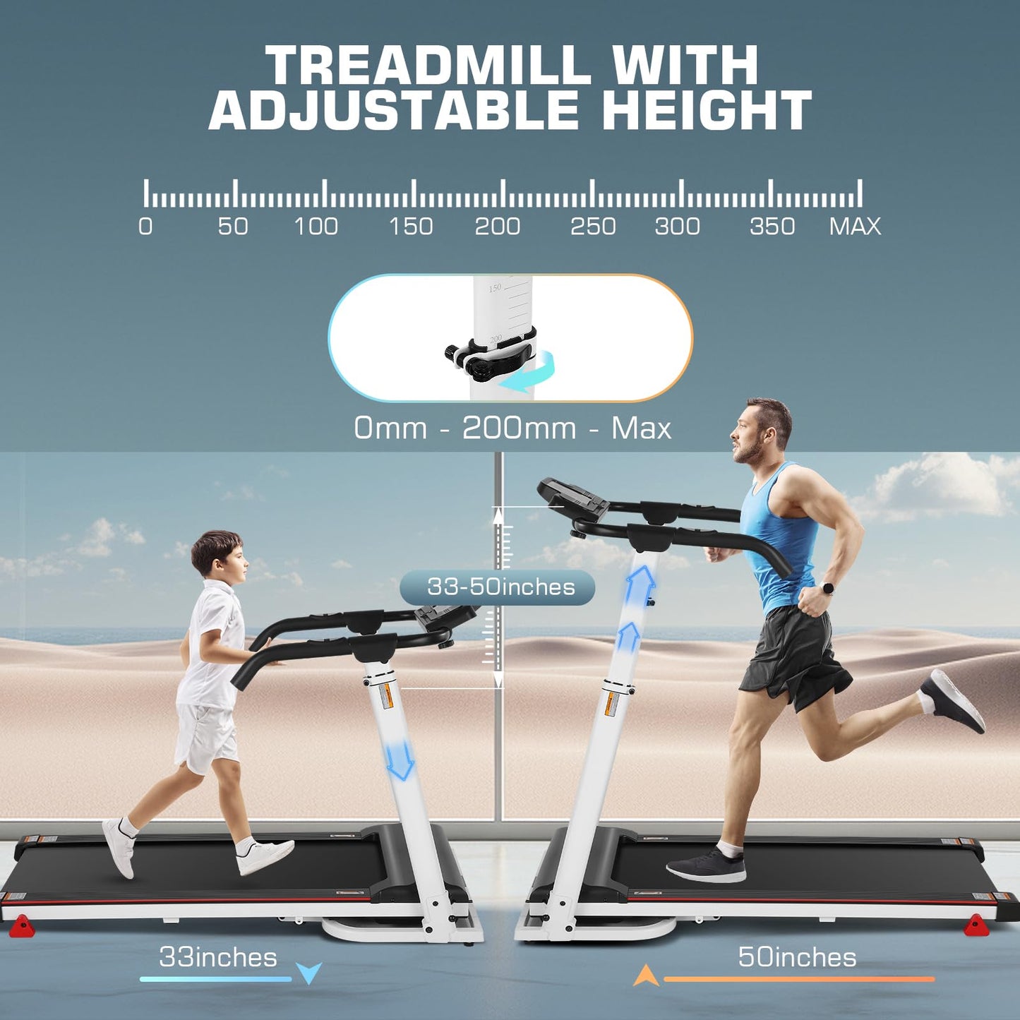 Funmily Treadmill with Folding Electric Treadmill with LED Display Control Exercise Treadmill for Home&Office Speed Range 0.6-7.5 mph,300lbs