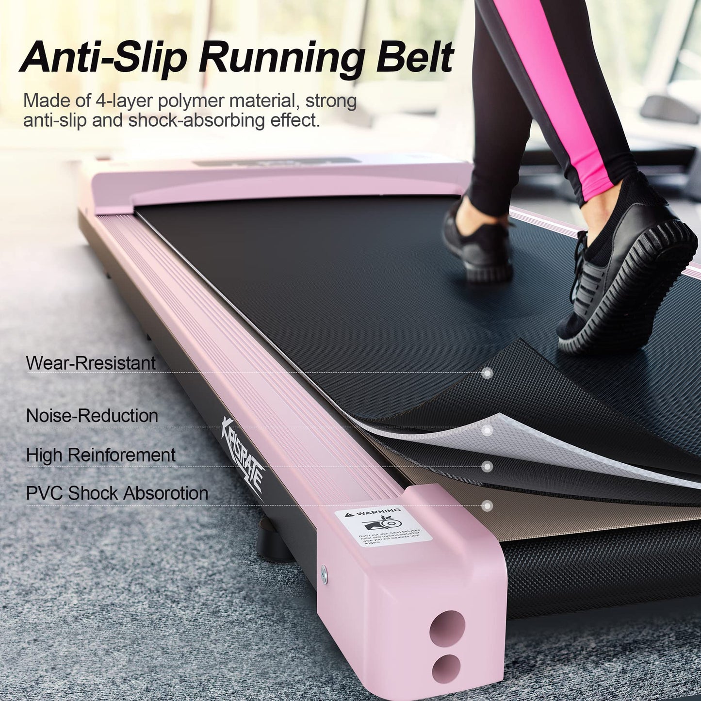 KRISRATE Walking Pad Treadmill Under Desk, Installation-Free for Home Office