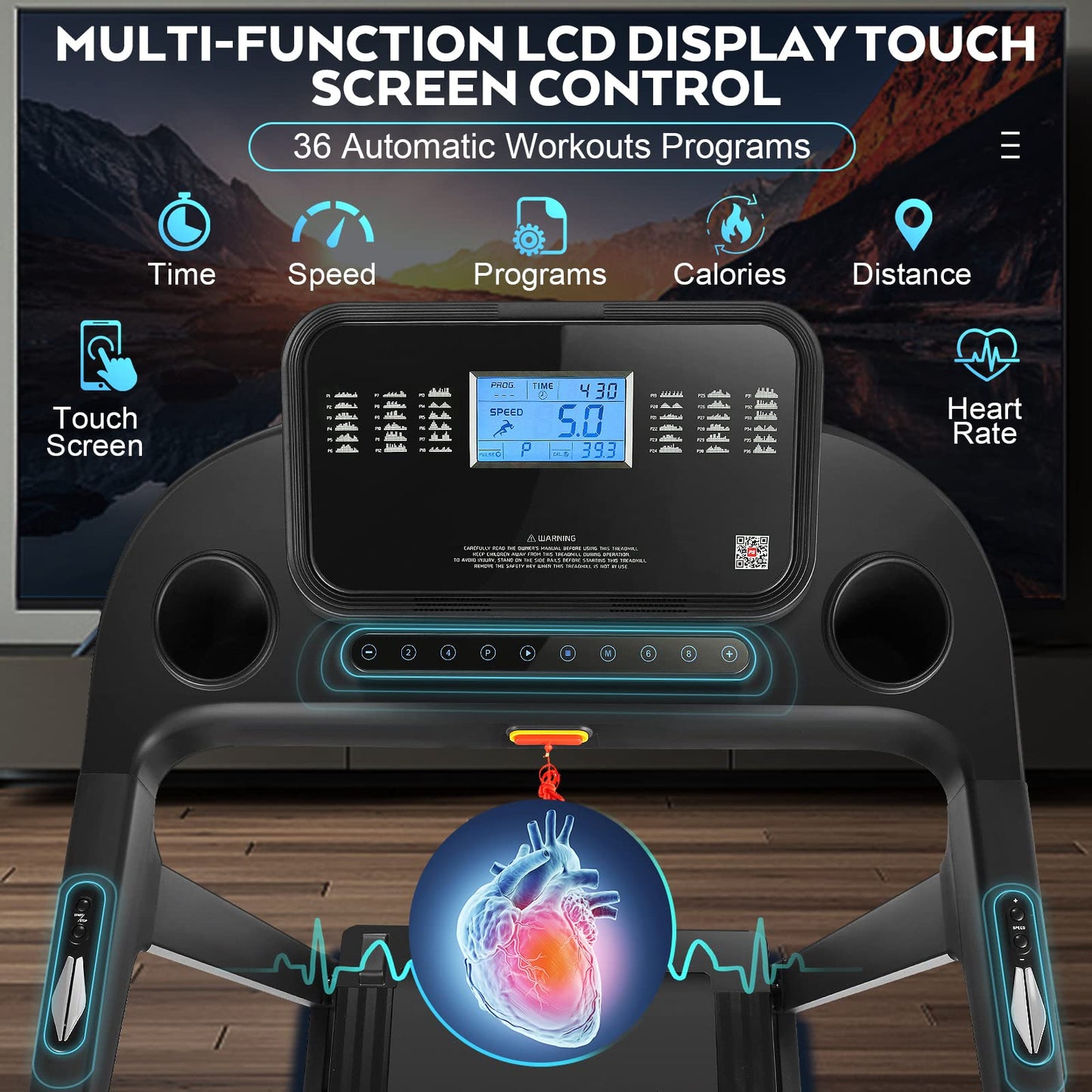FUNMILY FUNMILY 3.25HP Treadmill with Auto 12% Incline, Folding Treadmill for Home&Office,Speed Range 0.6~10mph, 300 lbs Weight Capacity