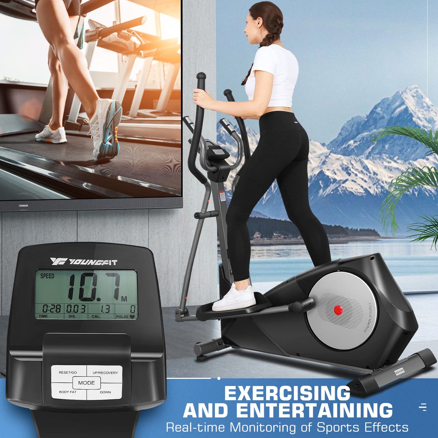 YOUNGFIT Elliptical Exercise Machine Trainer with 22 Resistance Levels