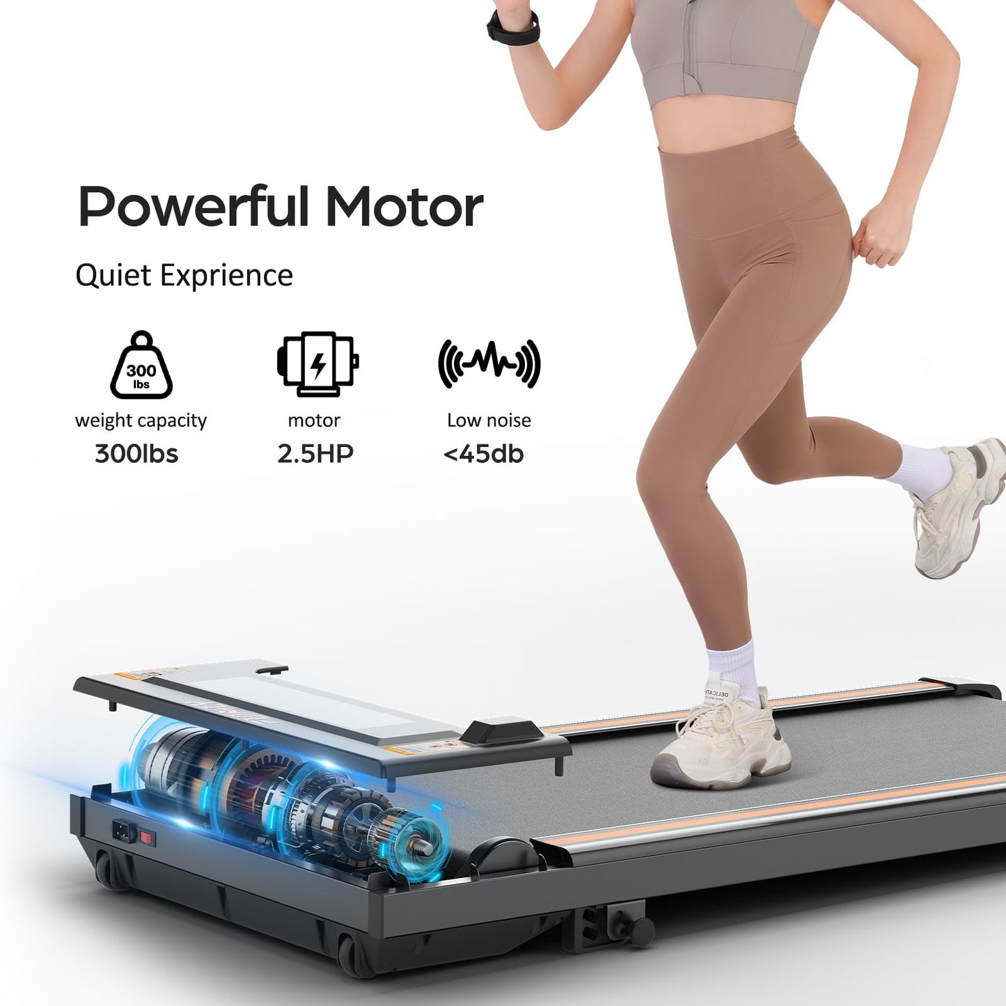 FUNMILY 2 in 1 Walking Pad Treadmill 2.5HP with Incline Installation-Free