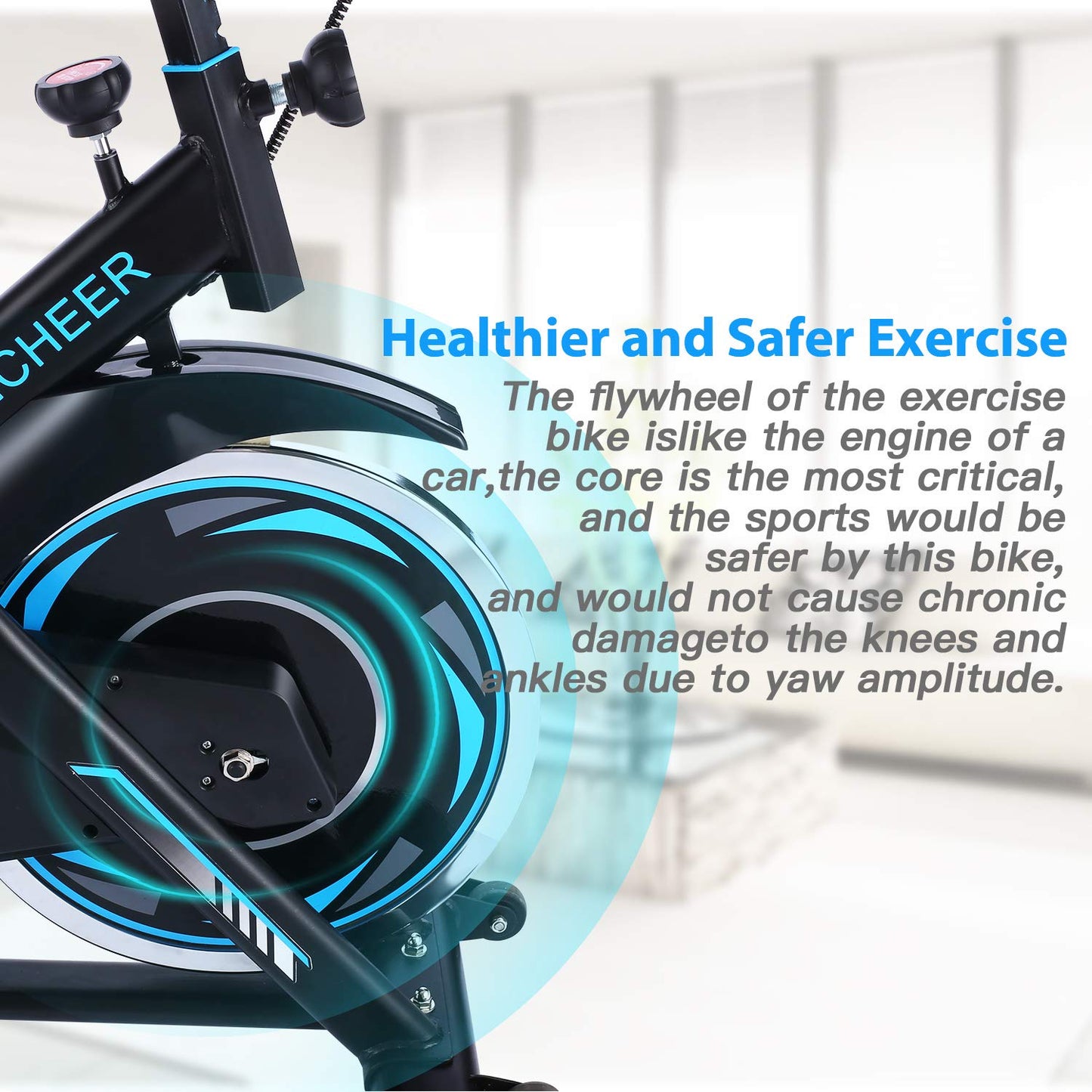 ANCHEER Exercise Bike, Indoor Cycling Bike with Seat Cushion, Holder and LCD Monitor for Home