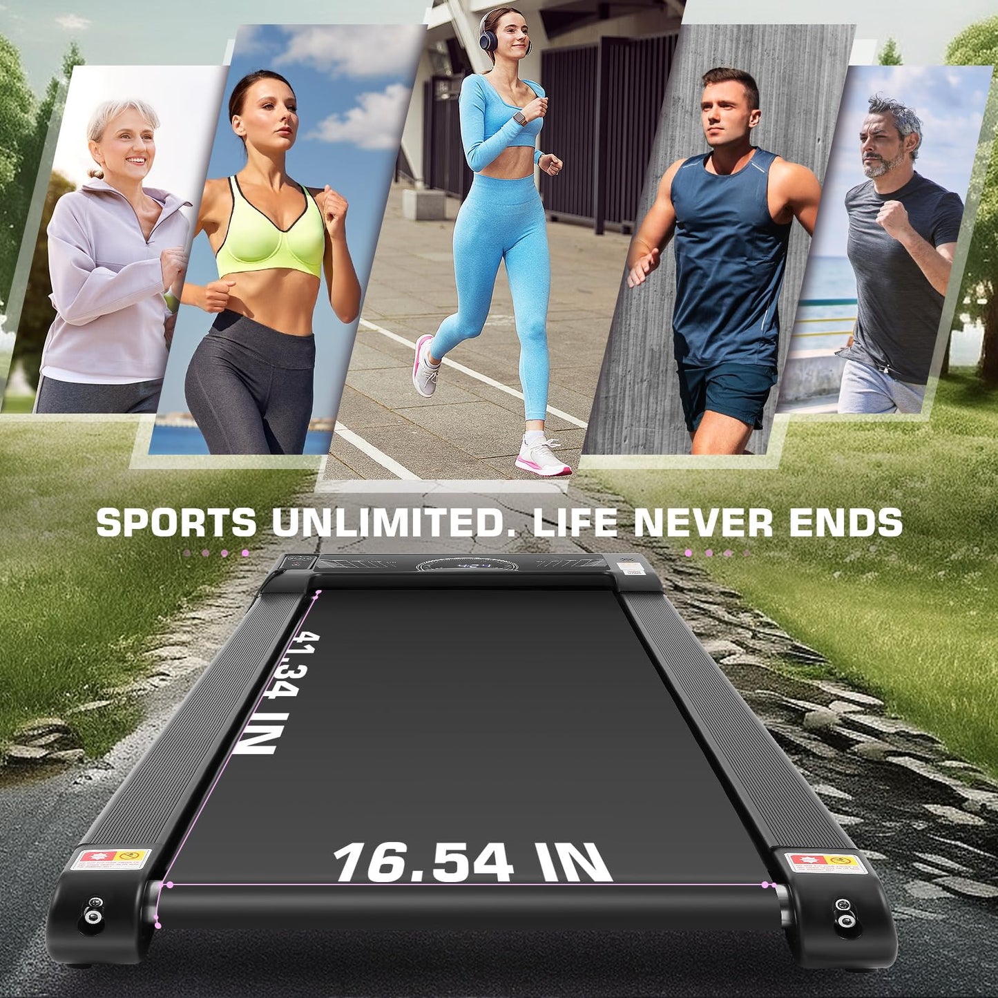 FUNMILY Walking Pad 2 in 1 Under Desk Treadmill, 2.5HP Electric Treadmills for Home 300lbs Weight Capacity, Smart App &amp; Bluetooth Remote Control Running Machine with Shock Absorption System &amp; LED Display