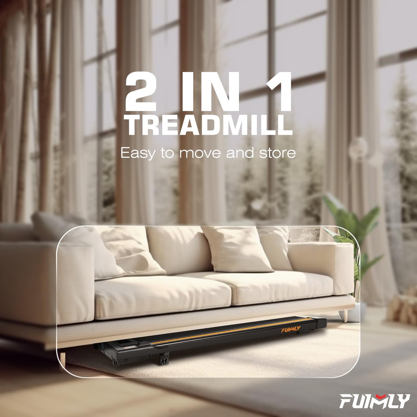 FUNMILY 2 in 1 Walking Pad Treadmill 2.5HP with Incline Installation-Free
